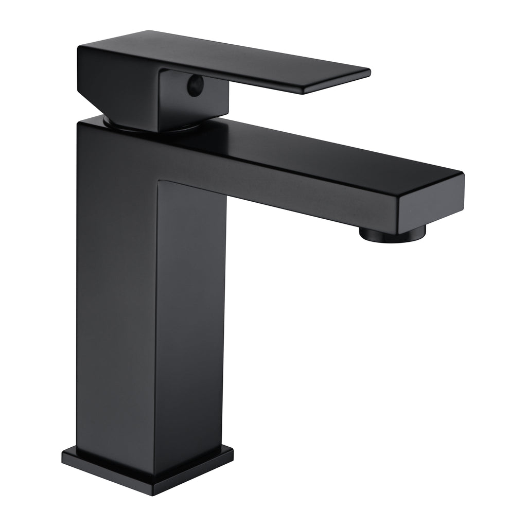 Elegant matte black square basin faucet for modern bathrooms