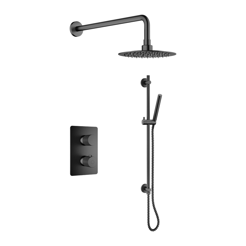 Modern thermostatic shower faucet set in stainless steel